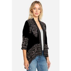 Johnny Was Hirsch Velvet Draped Cardigan Black
